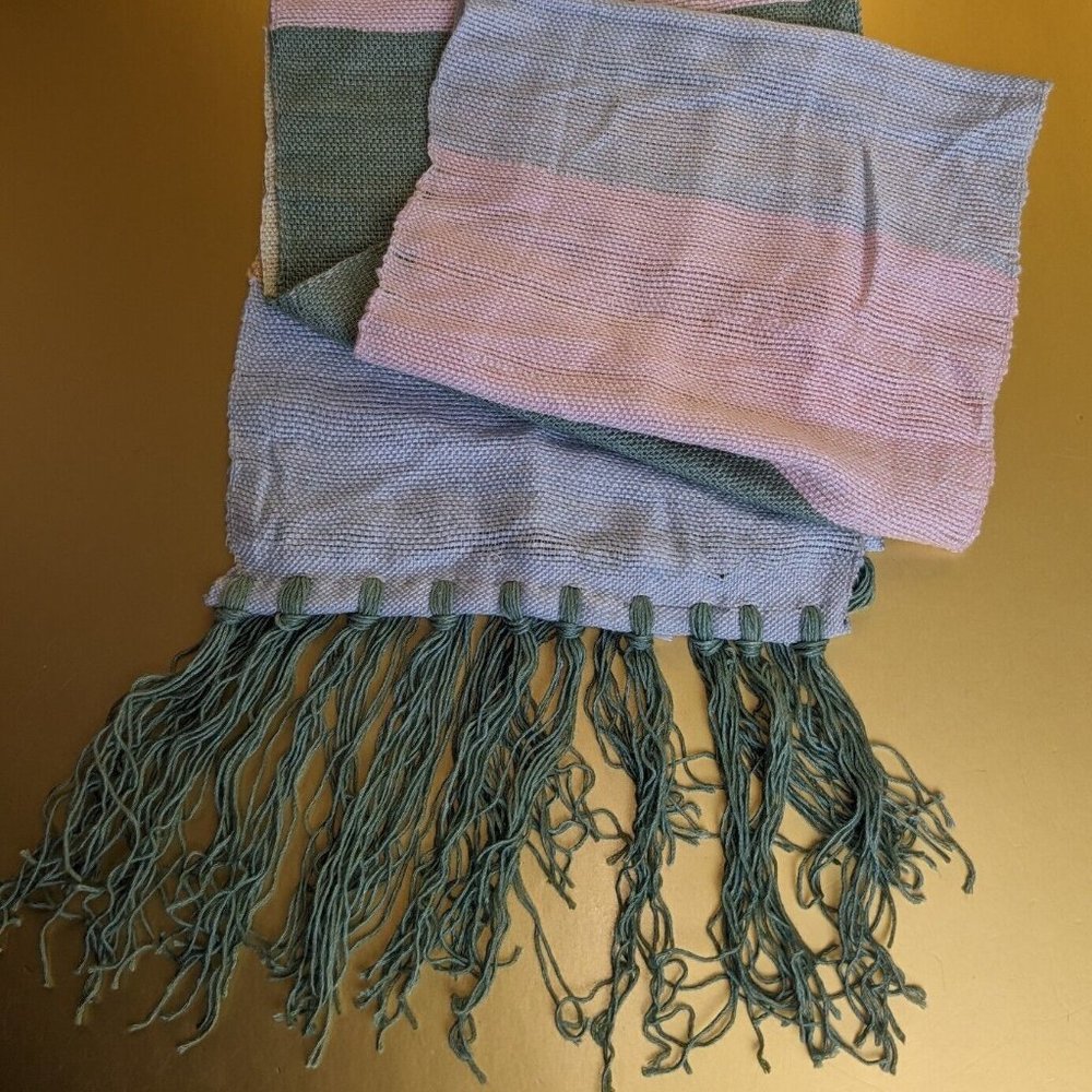 bamboo color block pastel scarf with fringe handmade In Swaziland By Tsandza